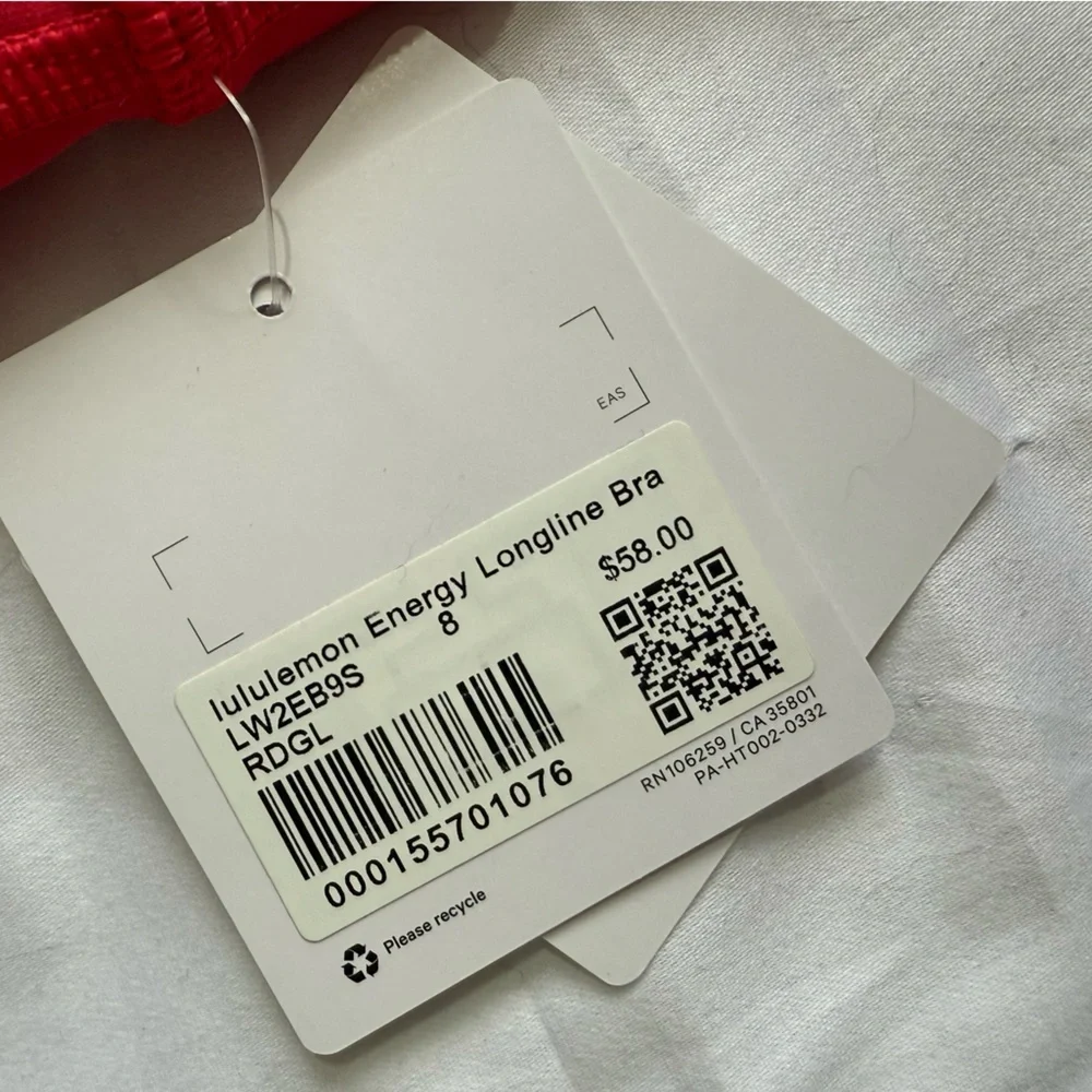 Lululemon Energy Longline Bra Red Glow Women's Sports Bra - Picture 3 of 3